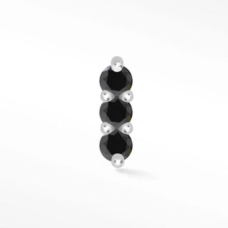 Black diamond flat back earring 3 scones 14k white - 14k gold