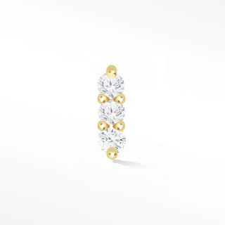 Diamond flat back earring small 3 scones 14k yellow - 14k gold