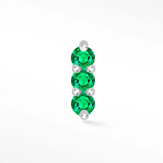 Natural emerald flat back earring 3 scones 14k white - 14k gold