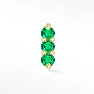 Flat back earring natural emerald 3 scones 14k yellow gold - 14k