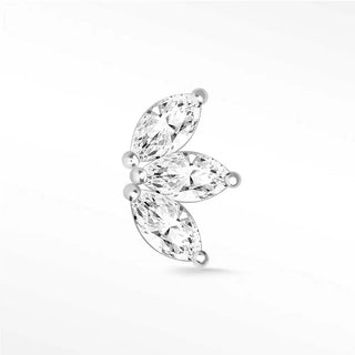 Flat Back Earrings Baby Lotus Diamond 14K White