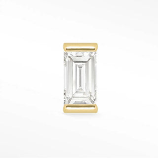 Diamond flat back earring baguette 14k yellow - 14k gold