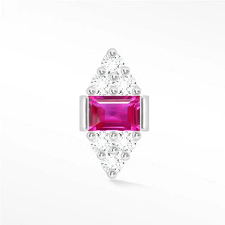 Natural pink sapphire flat back earring 14k white - 14k gold
