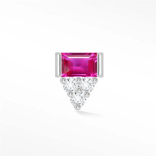 Pink sapphire flat back earring 14k white - 14k gold