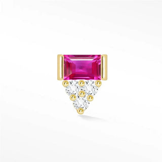 Natural pink sapphire flat back earring 14k yellow - 14k gold