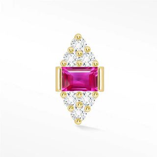 Natural pink sapphire flat back earring 14k yellow - 14k gold
