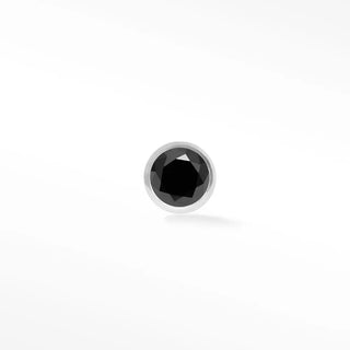 Black diamond 2.5mm flat back earring bezel 14k white - 14k gold