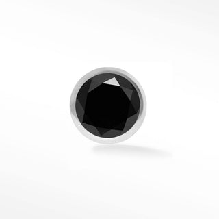 Flat Back Earrings Bezel Black Diamond 14K White