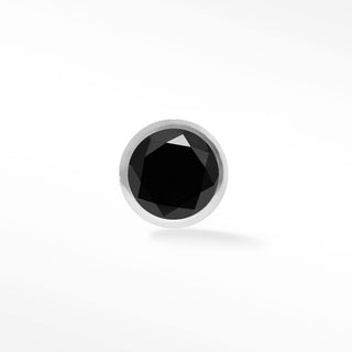 Flat Back Earrings Bezel Black Diamond 2mm 14K White