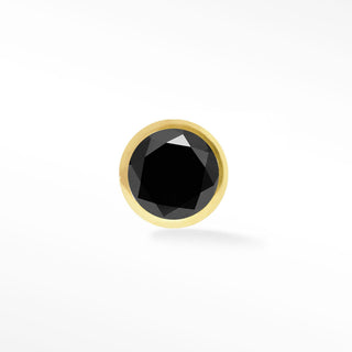 Flat Back Earrings Bezel Black Diamond 2mm 14K Yellow