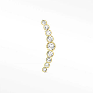 Diamond flat back earring croissant med 14k yellow - 14k gold