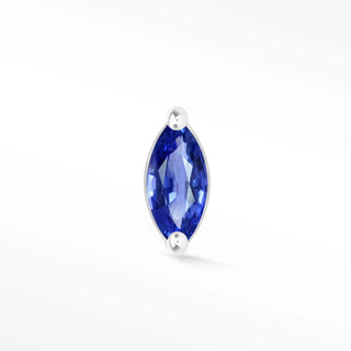 Flat back earrings blue sapphire 14k white marquise | the wynning studs