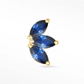 Flat back earrings blue sapphire 14k yellow baby lotus | the wynning studs