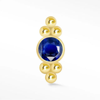 Natural blue sapphire flat back earring 14k yellow - 14k gold