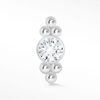 Flat Back Earrings Bubble Crown Diamond 14K White