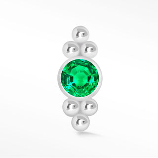 Flat Back Earrings Bubble Crown Emerald 14K White
