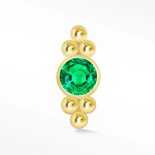 Natural emerald flat back earring 14k yellow - 14k gold