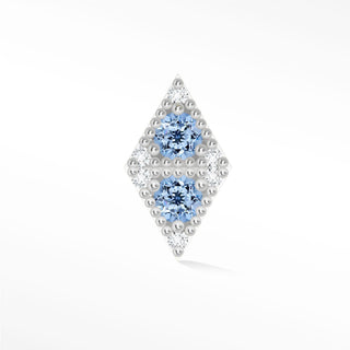 Flat Back Earrings Celestial Drop Blue Sapphire 14K White