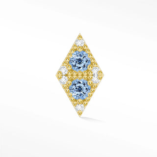 Natural blue sapphire flat back earring 14k yellow - 14k gold