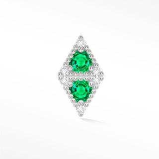 Flat Back Earrings Celestial Drop Emerald & Diamond 14K White