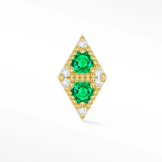 Flat back earring natural emerald 14k yellow gold - 14k