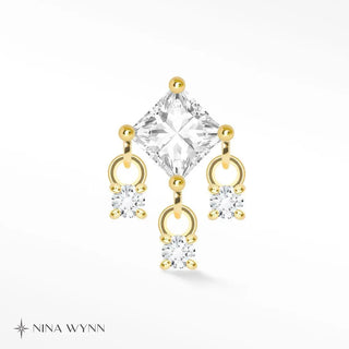 Flat back earring moissanite 14k yellow gold