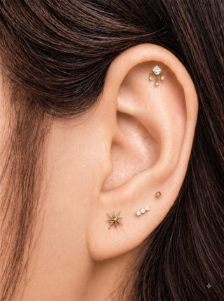 Flat Back Earrings Chandelier Moissanite 14K Yellow