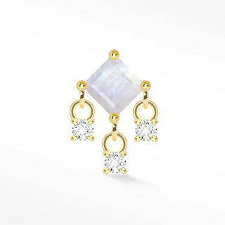 Flat back earring natural moonstone 14k yellow gold