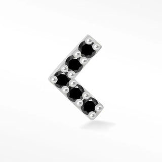Black diamond flat back earring arrow 14k white - 14k gold