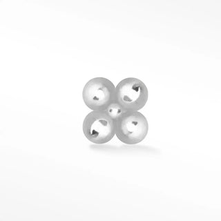 Flat back earring small clover bead 14k white - 14k gold / single