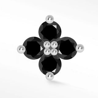 Black diamond flat back earring x-large clover 14k white - 14k gold