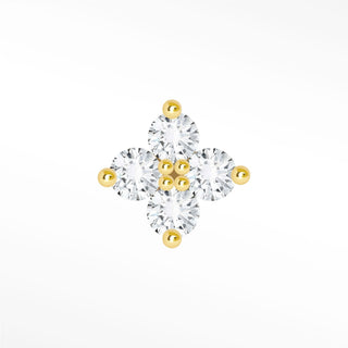 Flat Back Earrings Clover Black Diamond 14K Yellow