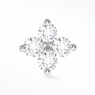 Flat Back Earrings Clover Diamond 14K White