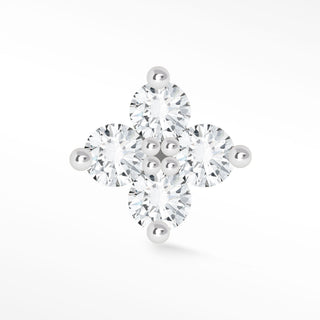 Flat Back Earrings Clover Diamond 14K White