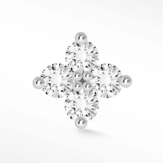 Diamond flat back earring large clover 14k white - 14k gold