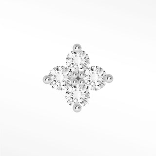 Flat Back Earrings Clover Diamond 14K White