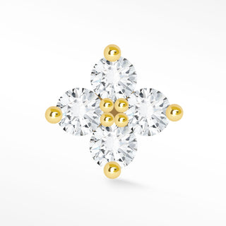 Flat Back Earrings Clover Diamond 14K Yellow