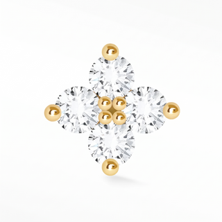 Flat Back Earrings Clover Diamond 14K Yellow