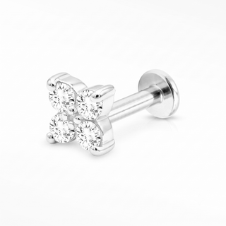 Flat Back Earrings Threadless Diamond 14k White Clover | Wynning Stud