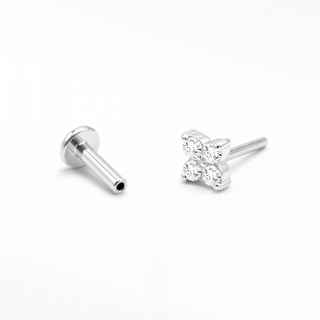 Flat Back Earrings Threadless Diamond 14k White Clover | Wynning Stud