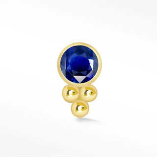 Natural blue sapphire flat back earring 14k yellow - 14k gold