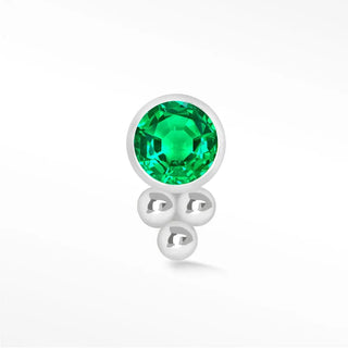 Natural emerald flat back earring 14k white - 14k gold