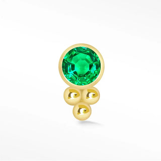 Natural emerald flat back earring 14k yellow - 14k gold