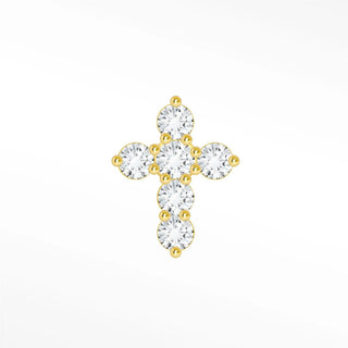 Flat back earring diamond cross small 14k yellow - 14k gold