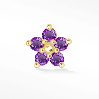 Buttercup natural amethyst flat back earring 14k yellow gold - 14k