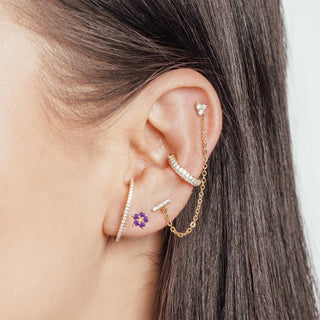 Buttercup natural amethyst flat back earring 14k yellow gold - 14k