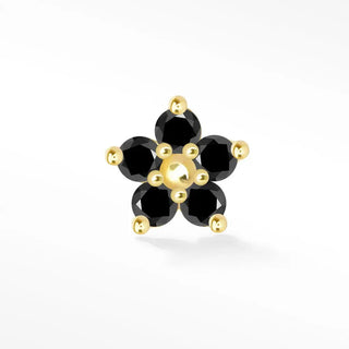 Black diamond flat back earring small buttercup 14k yellow - 14k gold