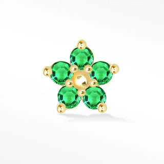 Buttercup natural emerald flat back earring 14k yellow gold - 14k