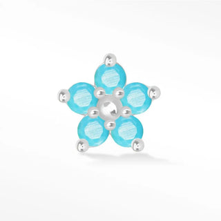 Natural turquoise flat back earring buttercup 14k white - 14k gold