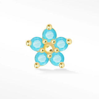 Buttercup natural turquoise flat back earring 14k yellow gold - 14k